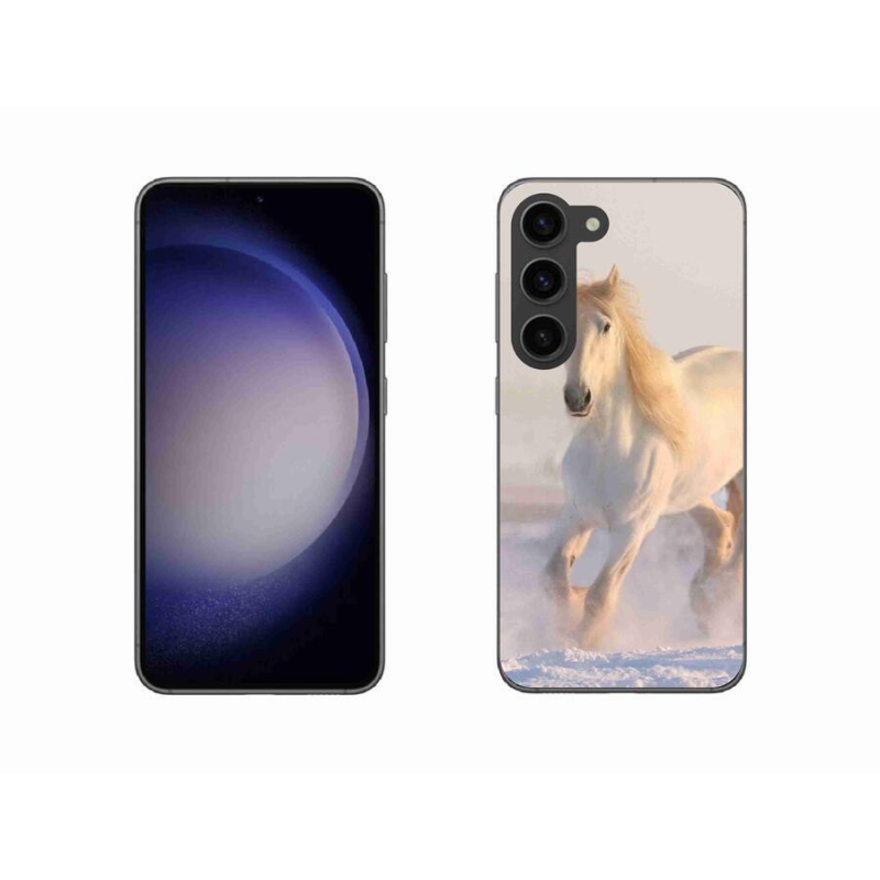 Gelový obal mmCase na mobil Samsung Galaxy S23 5G - kůň ve sněhu