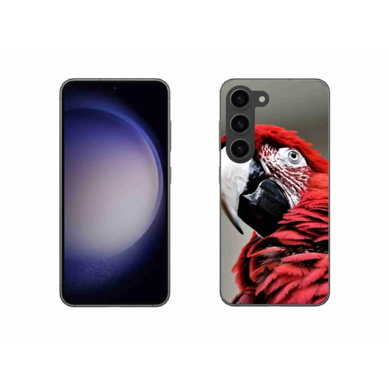 Gelový obal mmCase na mobil Samsung Galaxy S23 5G - papoušek ara červený