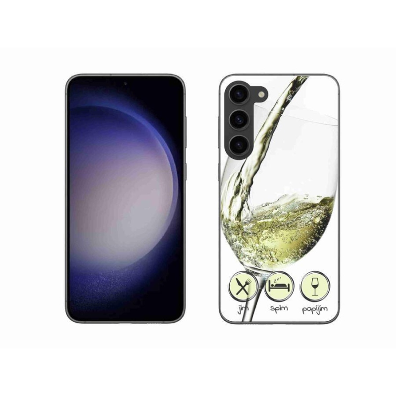 Gelový obal mmCase na mobil Samsung Galaxy S23+ 5G - sklenička vína bílé