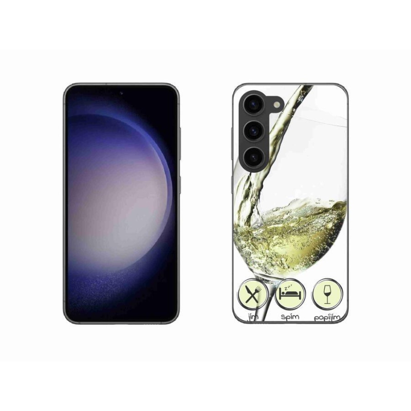 Gelový obal mmCase na mobil Samsung Galaxy S23 5G - sklenička vína bílé