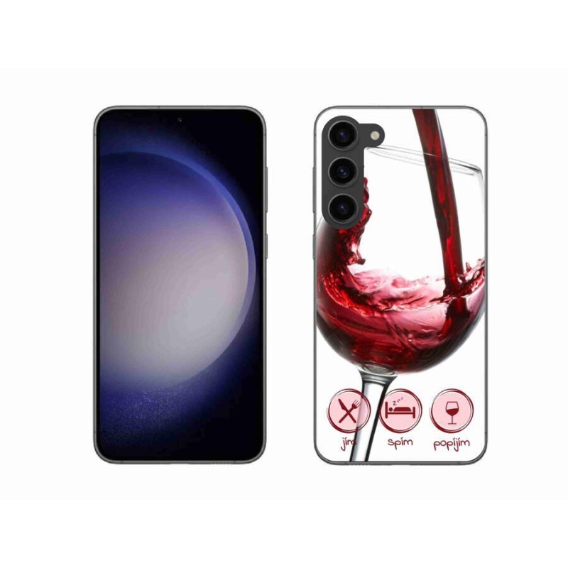 Gelový obal mmCase na mobil Samsung Galaxy S23+ 5G - sklenička vína červené