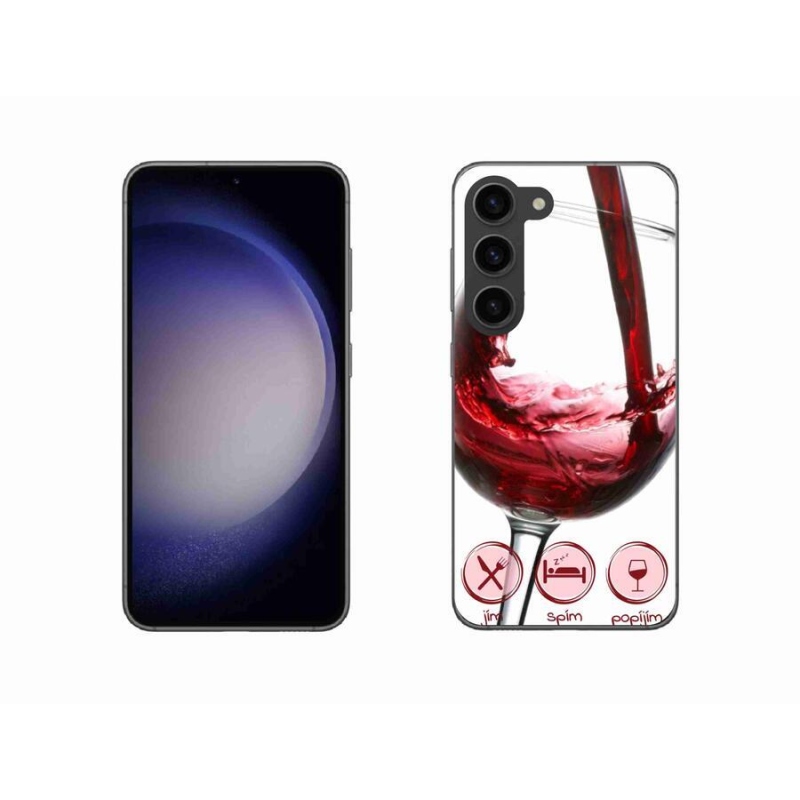 Gelový obal mmCase na mobil Samsung Galaxy S23 5G - sklenička vína červené