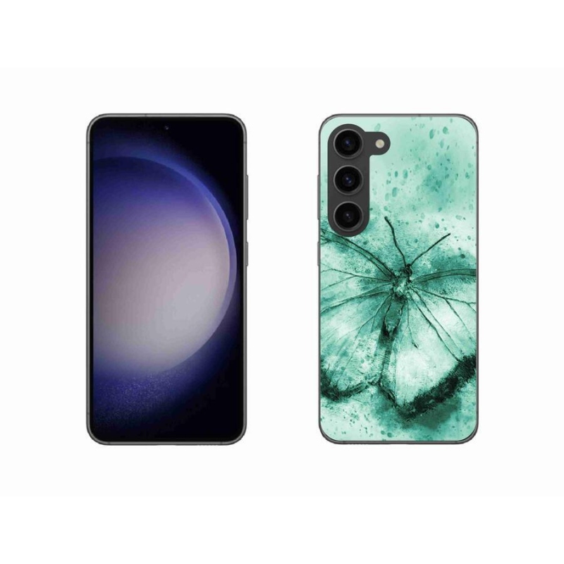 Gelový obal mmCase na mobil Samsung Galaxy S23 5G - zelený motýl