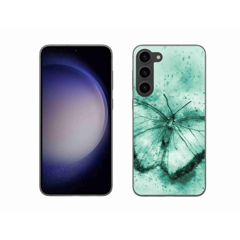 Gelový obal mmCase na mobil Samsung Galaxy S23+ 5G - zelený motýl