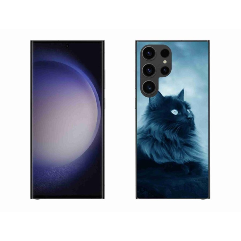 Gelový obal mmCase na mobil Samsung Galaxy S23 Ultra 5G - černá kočka 1