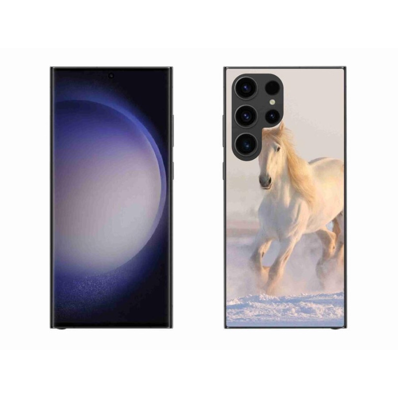 Gelový obal mmCase na mobil Samsung Galaxy S23 Ultra 5G - kůň ve sněhu