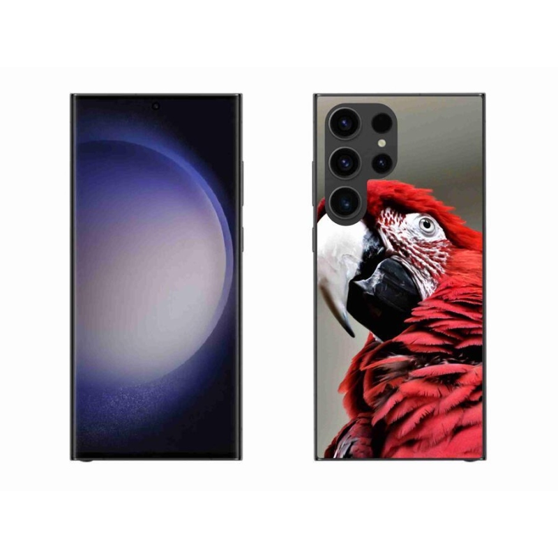 Gelový obal mmCase na mobil Samsung Galaxy S23 Ultra 5G - papoušek ara červený