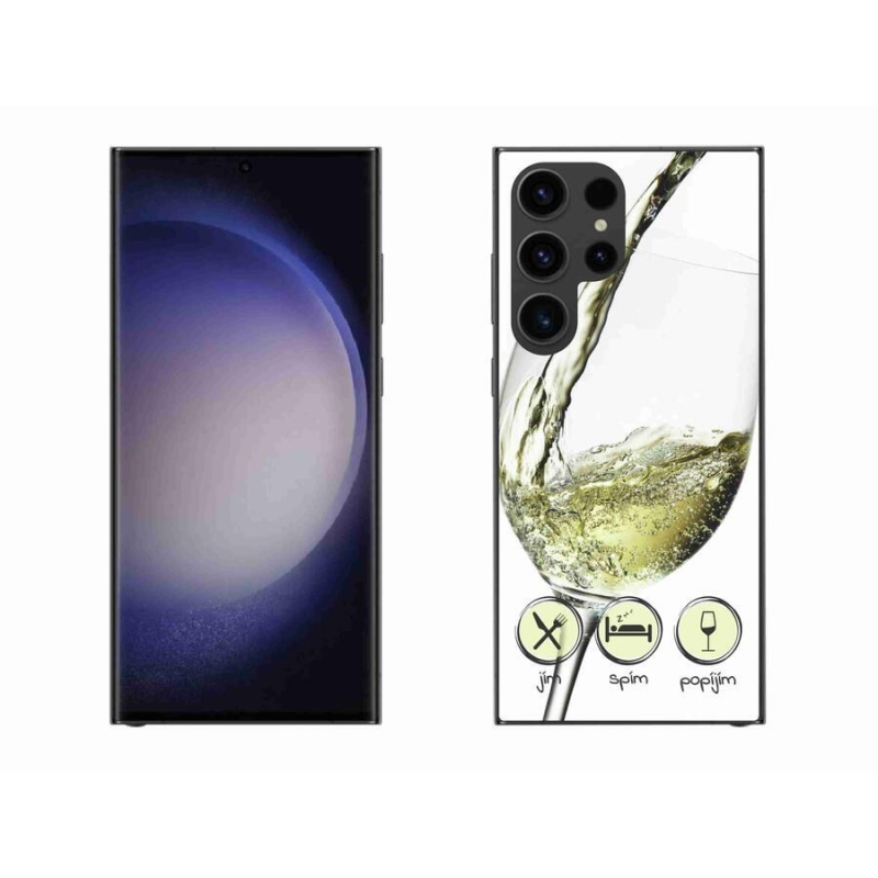 Gelový obal mmCase na mobil Samsung Galaxy S23 Ultra 5G - sklenička vína bílé