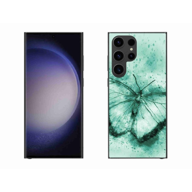 Gelový obal mmCase na mobil Samsung Galaxy S23 Ultra 5G - zelený motýl