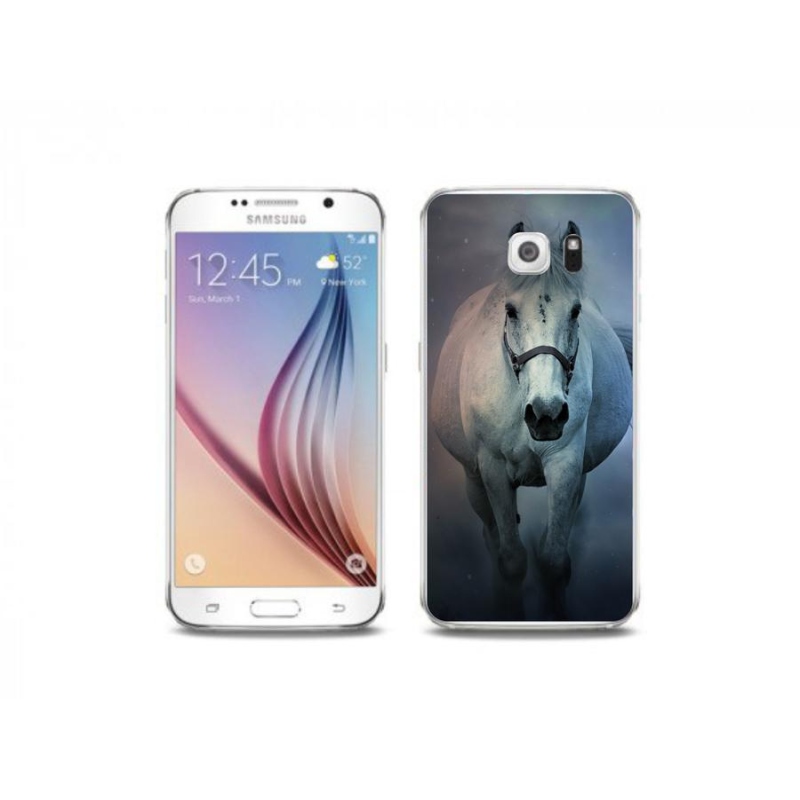Gelový obal mmCase na mobil Samsung Galaxy S6 Edge - běžící bílý kůň
