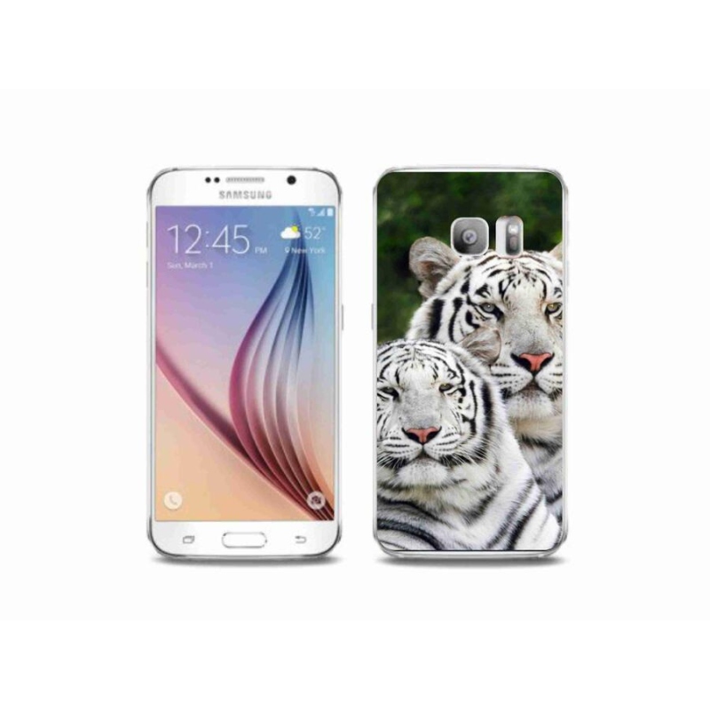 Gelový obal mmCase na mobil Samsung Galaxy S6 Edge - bílí tygři