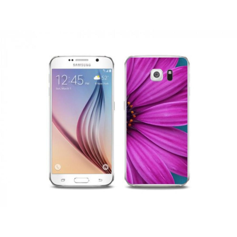 Gelový obal mmCase na mobil Samsung Galaxy S6 Edge - fialová kopretina