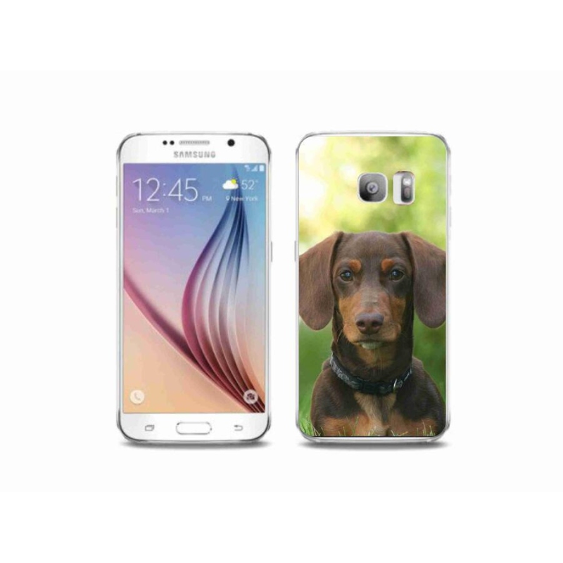 Gelový obal mmCase na mobil Samsung Galaxy S6 Edge - hnědý jezevčík