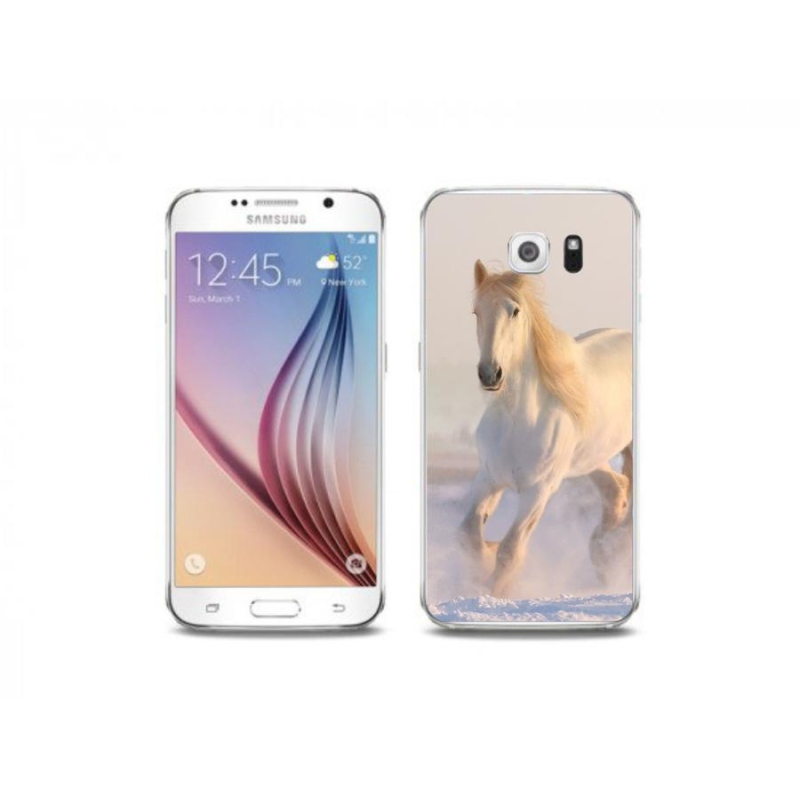 Gelový obal mmCase na mobil Samsung Galaxy S6 Edge - kůň ve sněhu