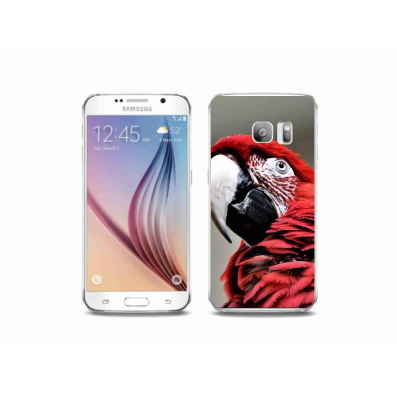 Gelový obal mmCase na mobil Samsung Galaxy S6 Edge - papoušek ara červený