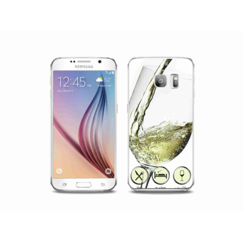 Gelový obal mmCase na mobil Samsung Galaxy S6 Edge - sklenička vína bílé