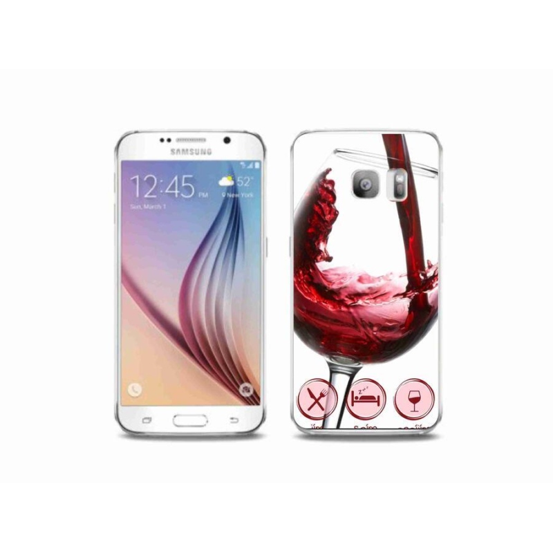Gelový obal mmCase na mobil Samsung Galaxy S6 Edge - sklenička vína červené
