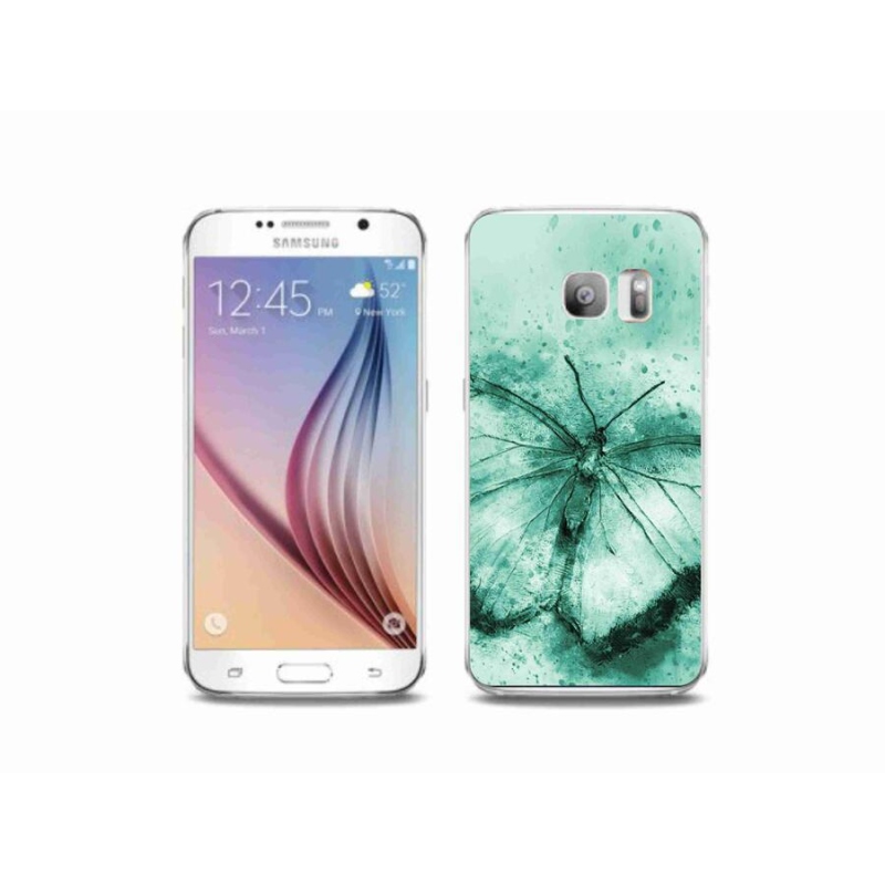 Gelový obal mmCase na mobil Samsung Galaxy S6 Edge - zelený motýl