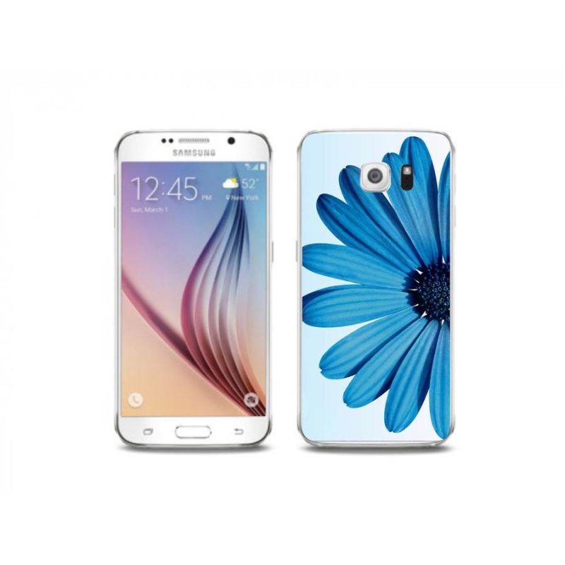 Gelový obal mmCase na mobil Samsung Galaxy S6 - modrá kopretina