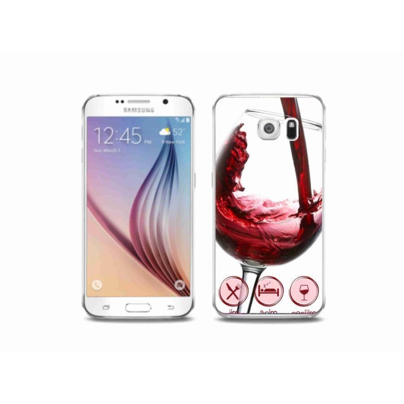 Gelový obal mmCase na mobil Samsung Galaxy S6 - sklenička vína červené