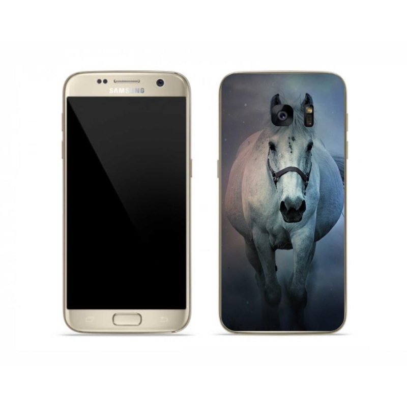 Gelový obal mmCase na mobil Samsung Galaxy S7 - běžící bílý kůň