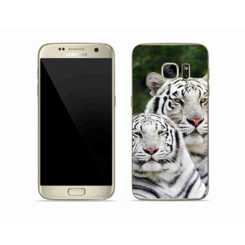 Gelový obal mmCase na mobil Samsung Galaxy S7 - bílí tygři