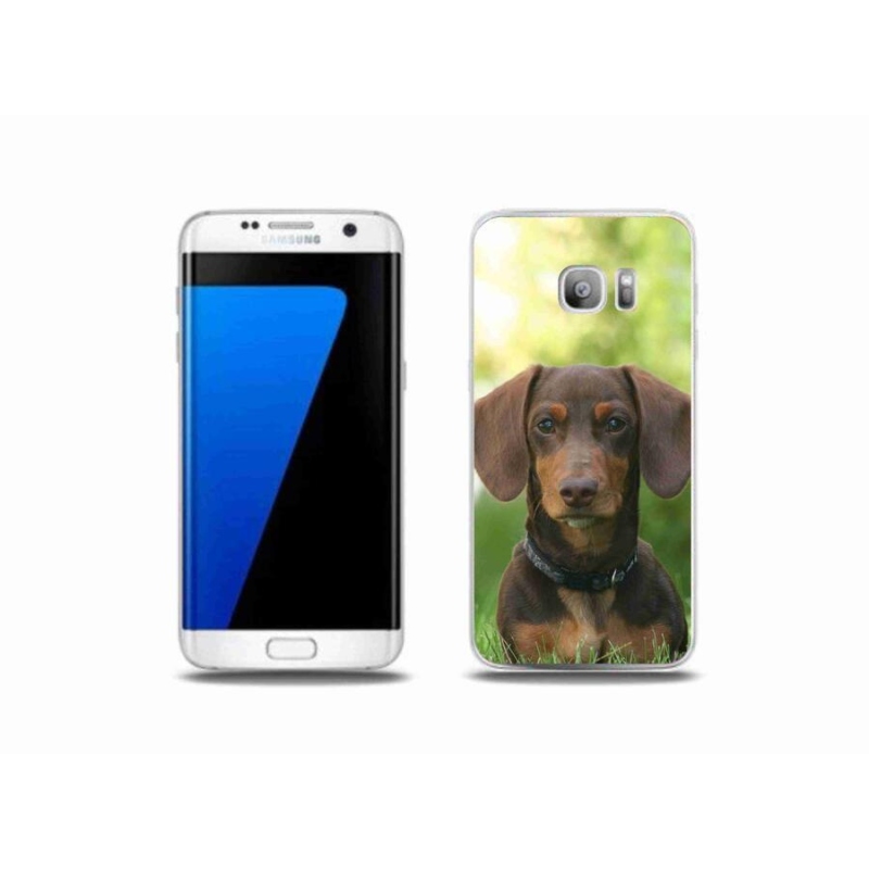 Gelový obal mmCase na mobil Samsung Galaxy S7 Edge - hnědý jezevčík