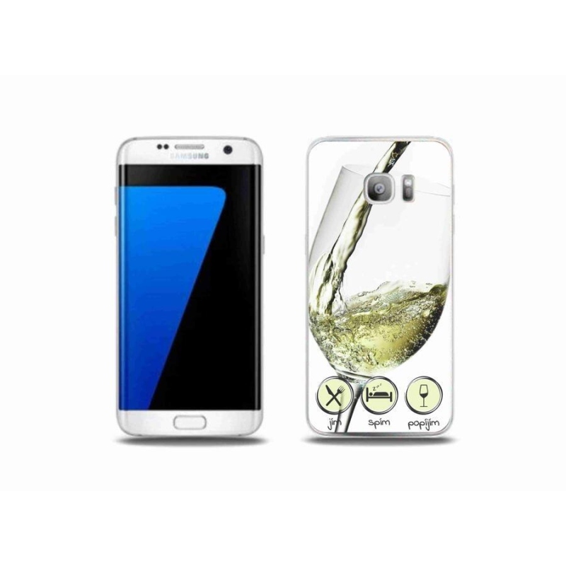 Gelový obal mmCase na mobil Samsung Galaxy S7 Edge - sklenička vína bílé