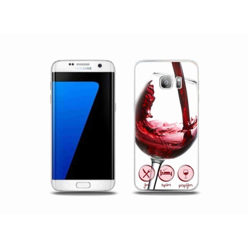 Gelový obal mmCase na mobil Samsung Galaxy S7 Edge - sklenička vína červené