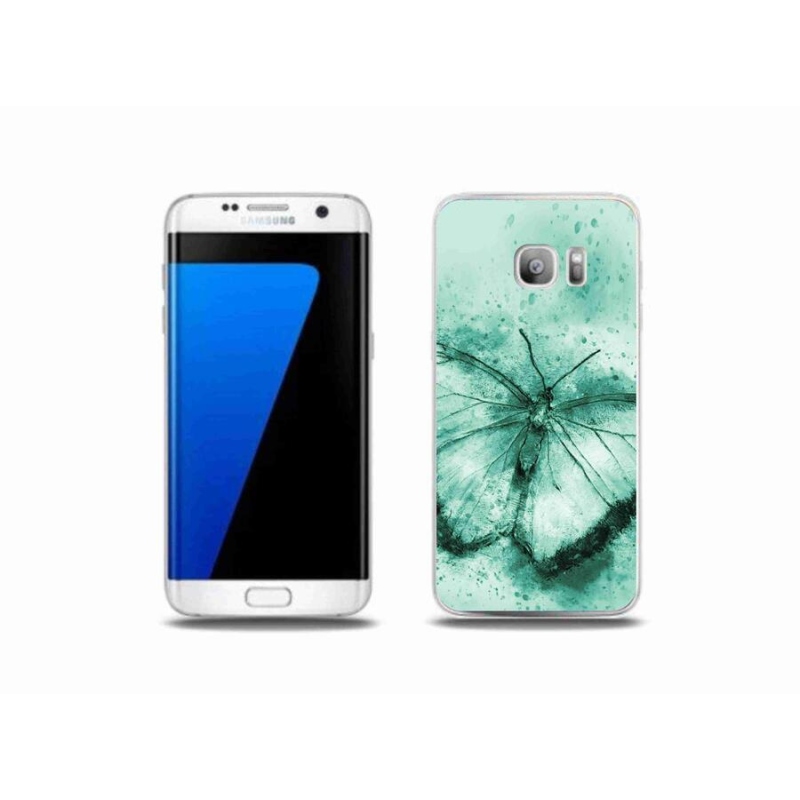 Gelový obal mmCase na mobil Samsung Galaxy S7 Edge - zelený motýl