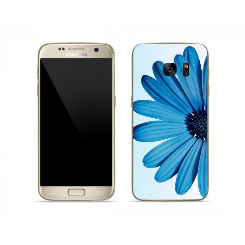Gelový obal mmCase na mobil Samsung Galaxy S7 - modrá kopretina