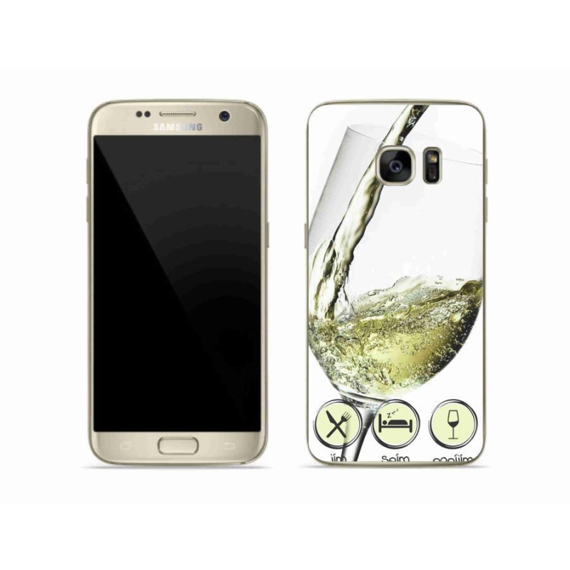Gelový obal mmCase na mobil Samsung Galaxy S7 - sklenička vína bílé