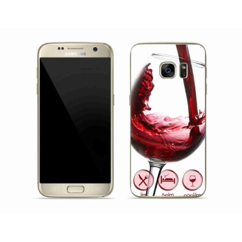 Gelový obal mmCase na mobil Samsung Galaxy S7 - sklenička vína červené
