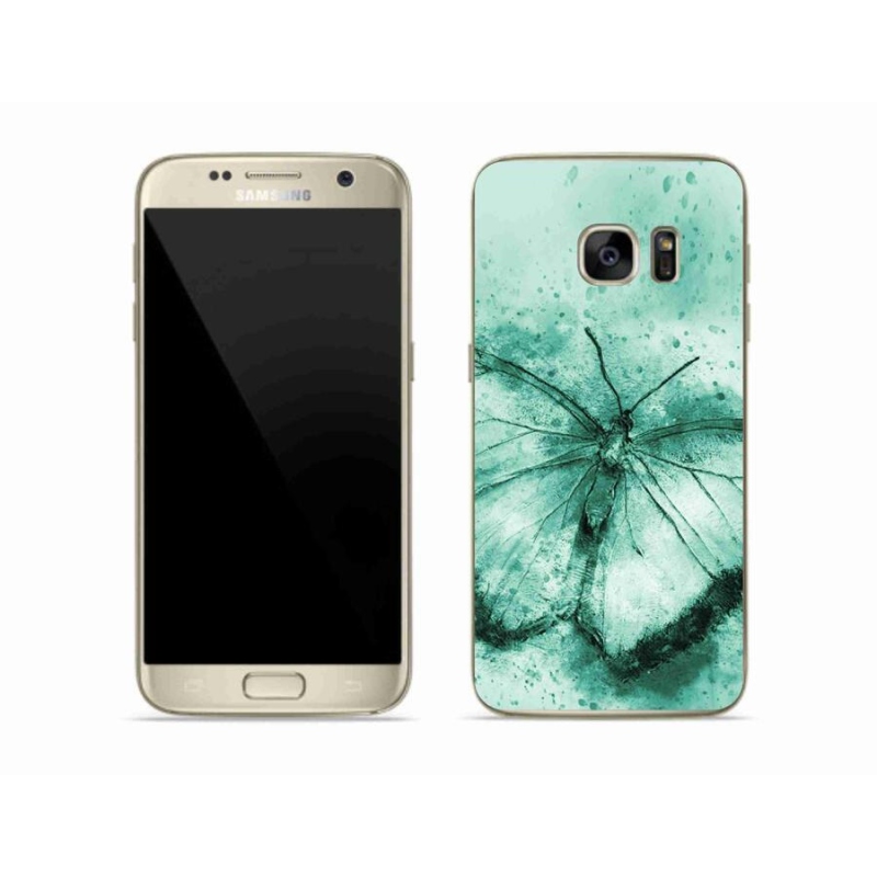 Gelový obal mmCase na mobil Samsung Galaxy S7 - zelený motýl