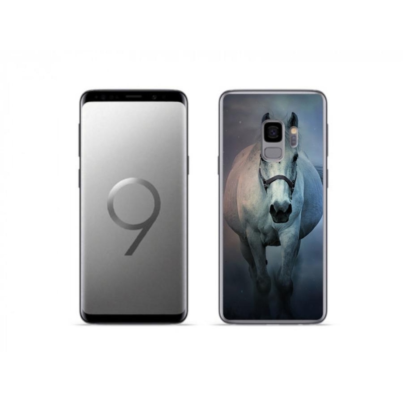 Gelový obal mmCase na mobil Samsung Galaxy S9 - běžící bílý kůň