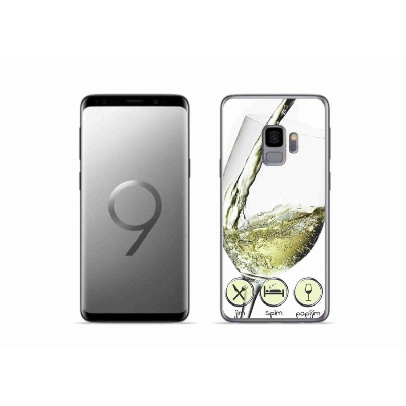 Gelový obal mmCase na mobil Samsung Galaxy S9 - sklenička vína bílé