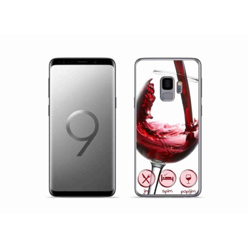 Gelový obal mmCase na mobil Samsung Galaxy S9 - sklenička vína červené