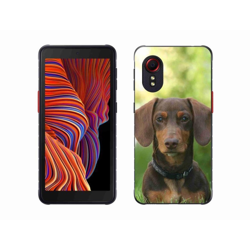 Gelový obal mmCase na mobil Samsung Galaxy Xcover 5 - hnědý jezevčík