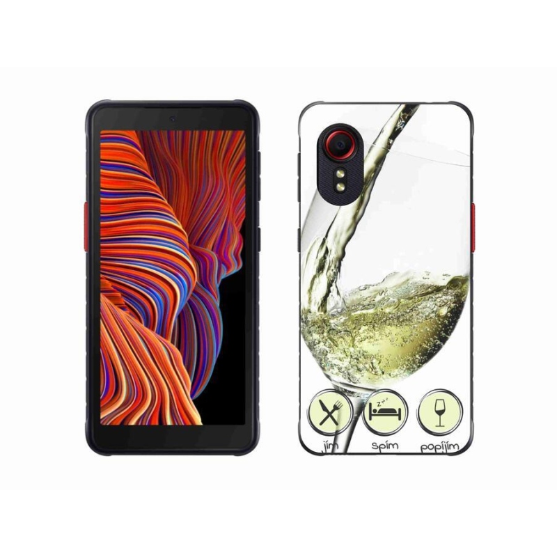Gelový obal mmCase na mobil Samsung Galaxy Xcover 5 - sklenička vína bílé