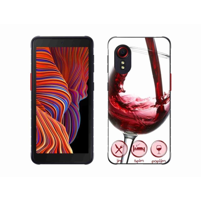 Gelový obal mmCase na mobil Samsung Galaxy Xcover 5 - sklenička vína červené