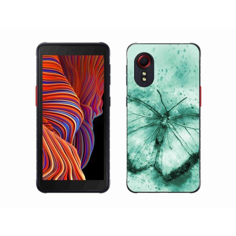 Gelový obal mmCase na mobil Samsung Galaxy Xcover 5 - zelený motýl