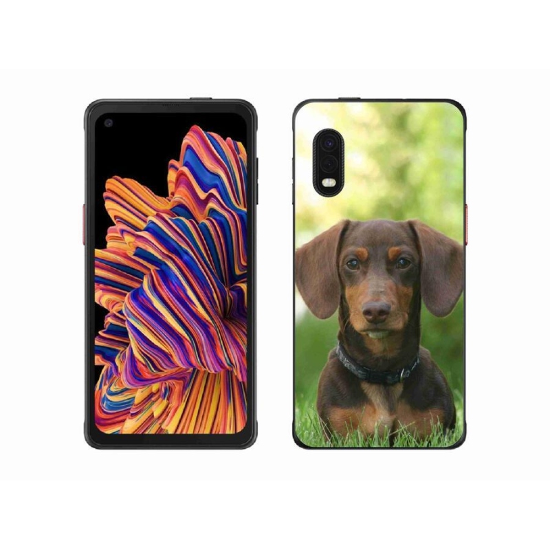 Gelový obal mmCase na mobil Samsung Galaxy Xcover Pro - hnědý jezevčík