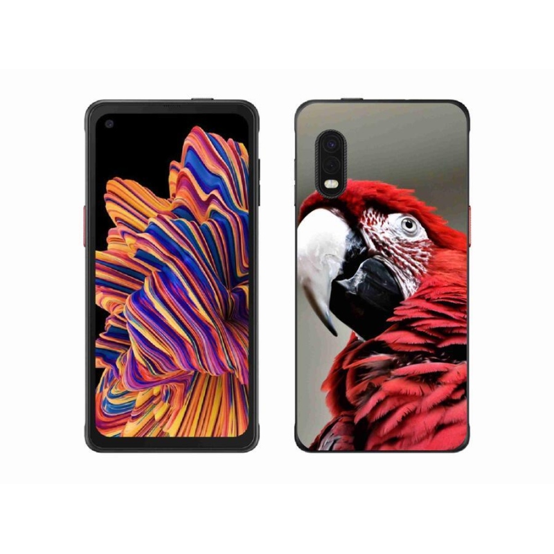 Gelový obal mmCase na mobil Samsung Galaxy Xcover Pro - papoušek ara červený