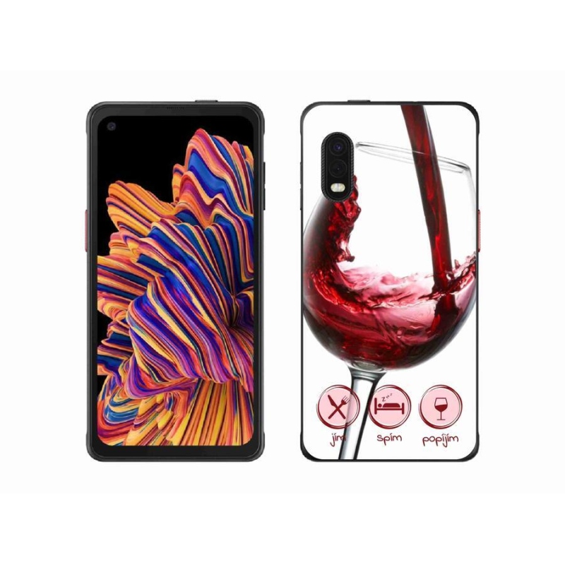 Gelový obal mmCase na mobil Samsung Galaxy Xcover Pro - sklenička vína červené