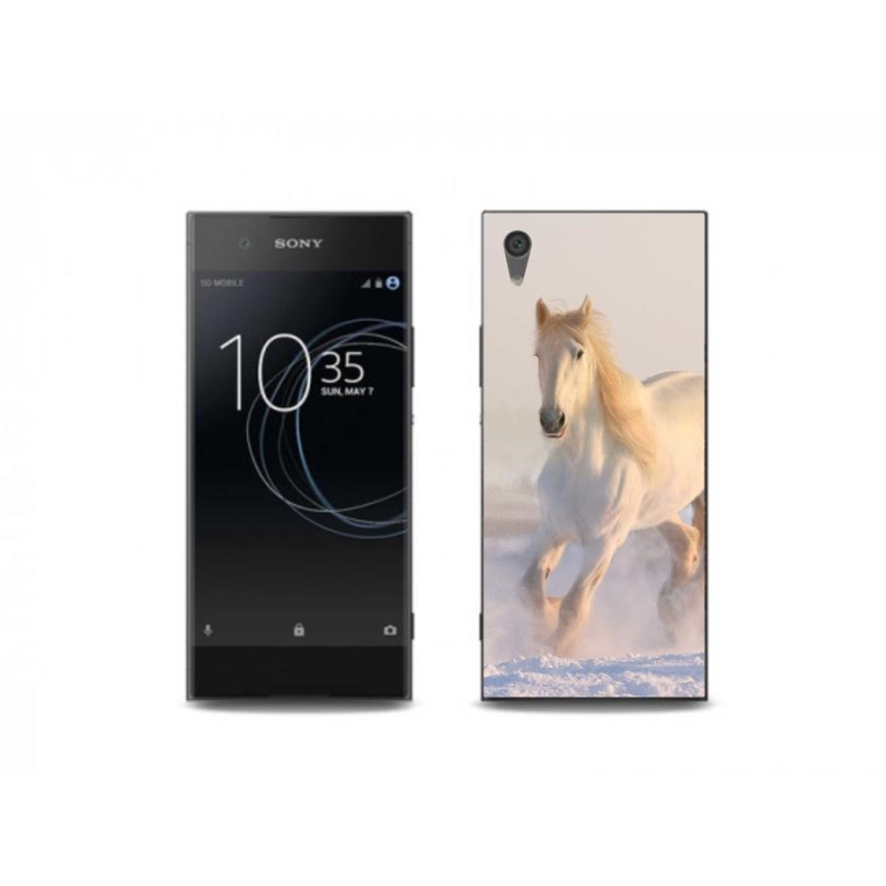 Gelový obal mmCase na mobil Sony Xperia XA1 Plus - kůň ve sněhu