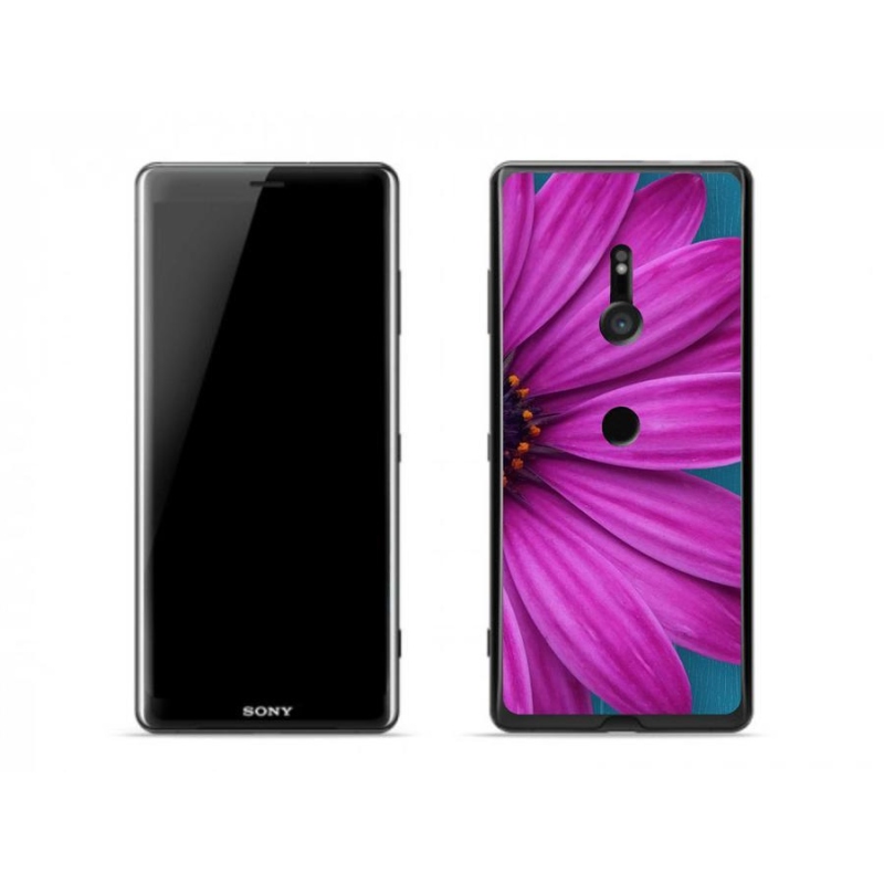 Gelový obal mmCase na mobil Sony Xperia XZ3 - fialová kopretina