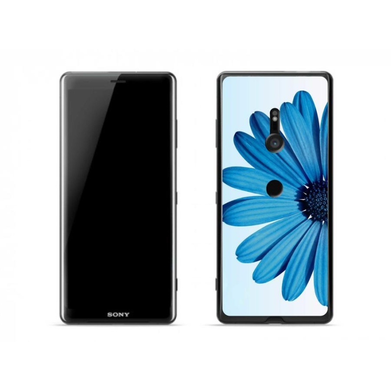 Gelový obal mmCase na mobil Sony Xperia XZ3 - modrá kopretina