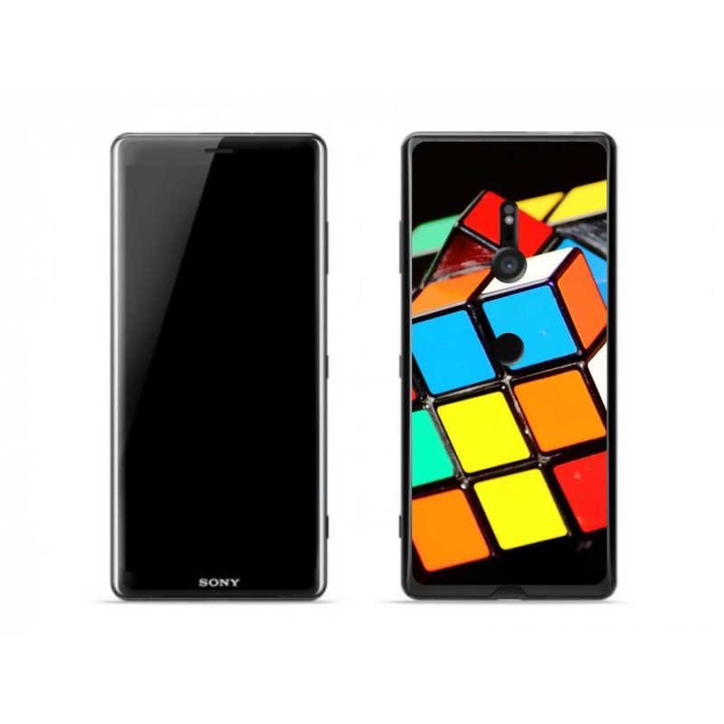 Gelový obal mmCase na mobil Sony Xperia XZ3 - rubikova kostka