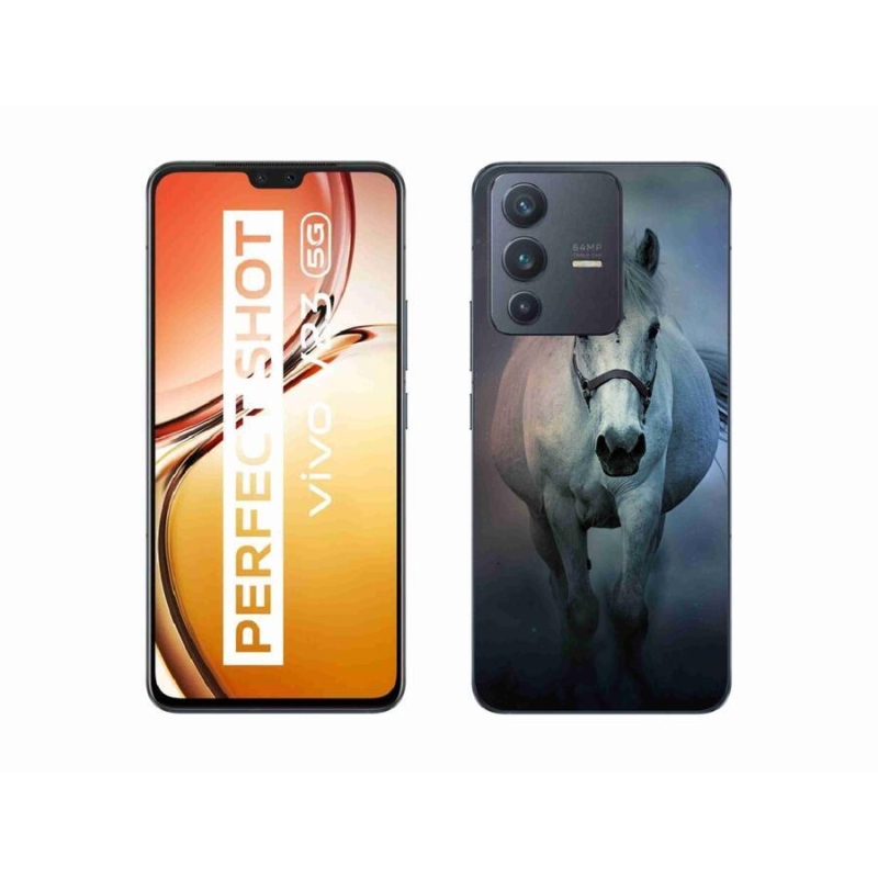 Gelový obal mmCase na mobil Vivo V23 5G - běžící bílý kůň