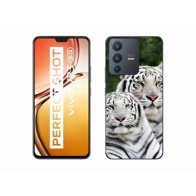Gelový obal mmCase na mobil Vivo V23 5G - bílí tygři